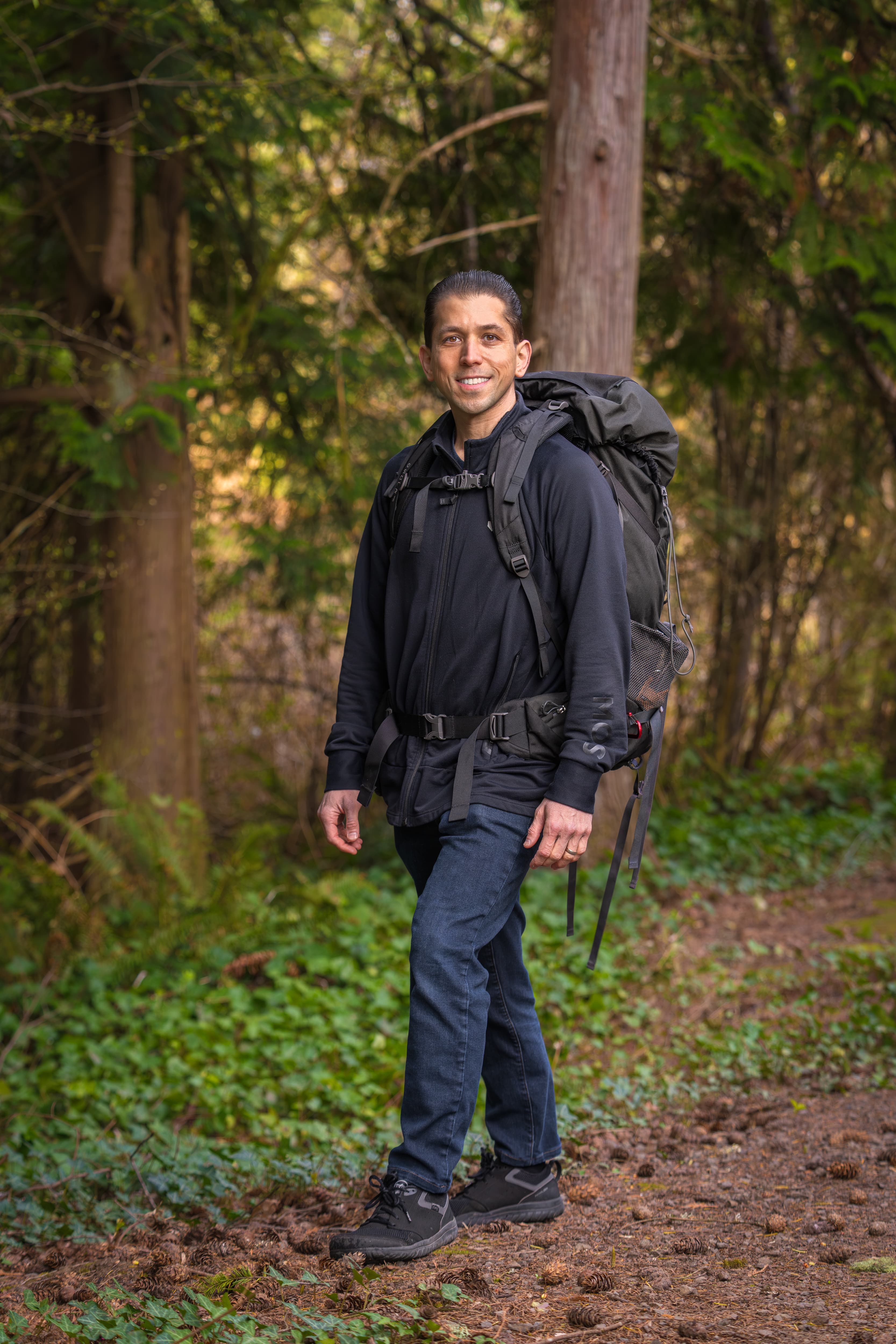 Nathan Sosa hiking in the Oregon Cascades